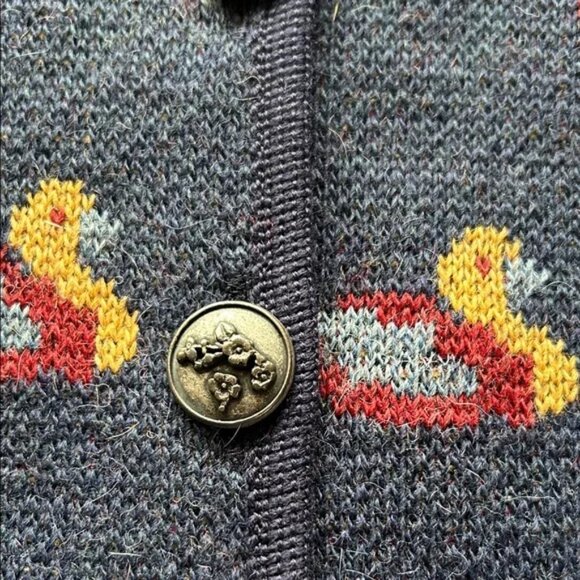 Vitabella Duck Pattern Cardigan Sweater Norway Wool size XL - Picture 2 of 6